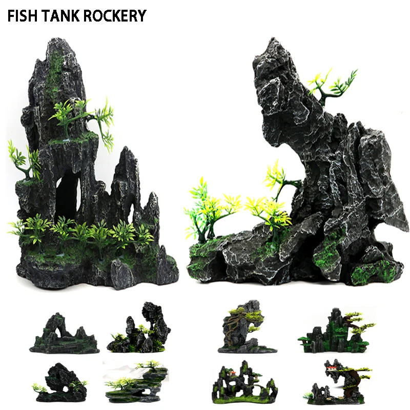 Aquarium decoration landscape resin rockery home decoration various styles aquarium landscape imitation stone mountain ornaments