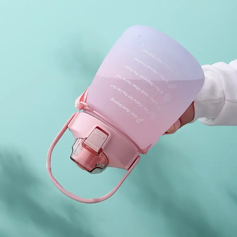 빨대가 달린 귀여운 물병, 그라디언트 듀얼 컬러, 큰 배 컵, 인터넷 빨간색 식품 등급, 휴대용 스포츠 여행, 44 온스, 1300ml