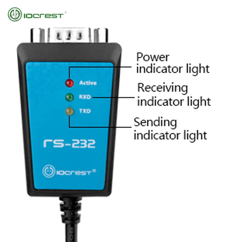 Iocrest Usb 2.0 ao Conversor de Cabo Serial do Porto de Db9 Rs232 com com com Luz do Diodo Emissor de Luz do Anel Magnético para Industral - Imagem 3