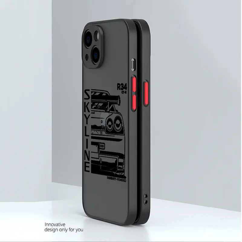 Matte Silicone Edge Clear Phone Case with JDM Dream Car Design