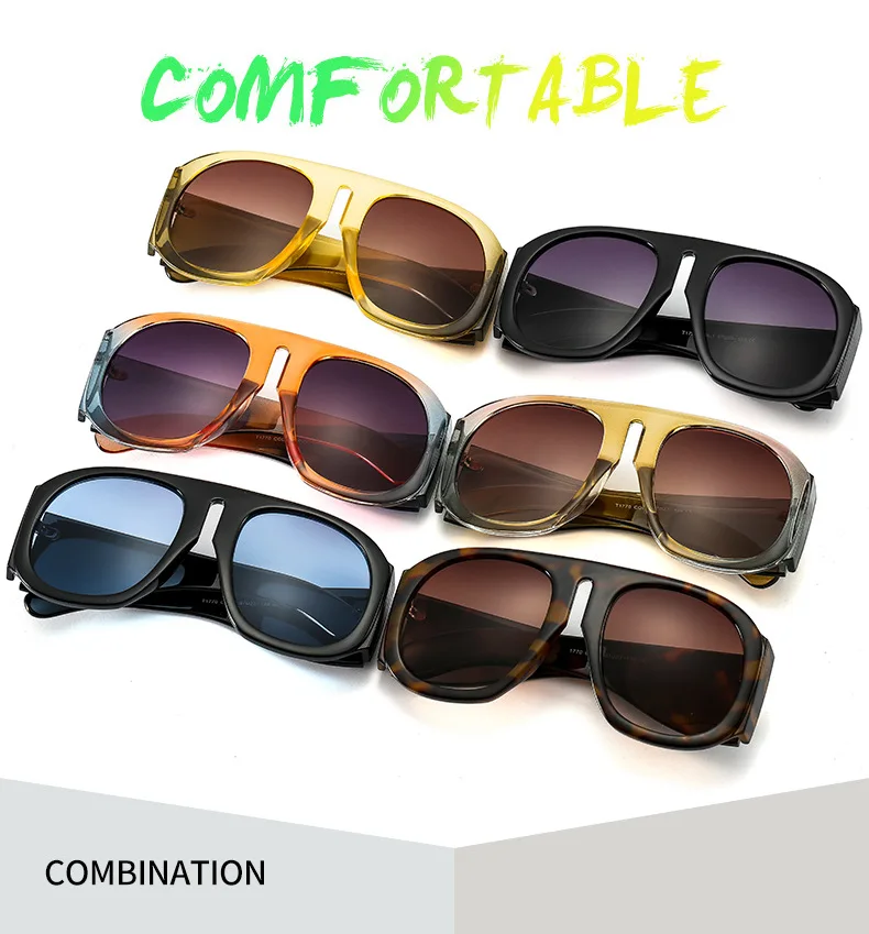 oversized square sunglasses Oulylan 2022 Oversized Sunglasses Female Male Big Frame Round Eyewear Personality Contrast Sunglasses UV400 Colored Goggles square sunglasses