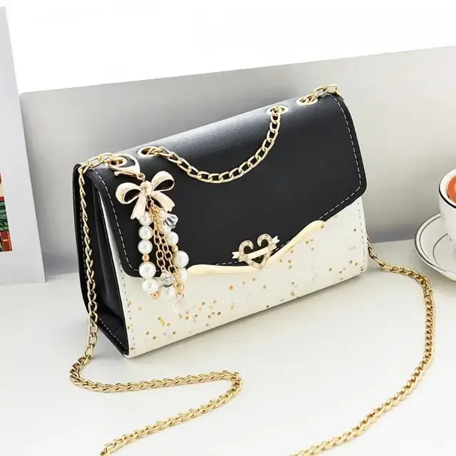 Pouch Ladies PU Leather Handbag with Tassel Pendant Fashion Messenger Bag Women Trendy Sequin Single Shoulder Bags 5