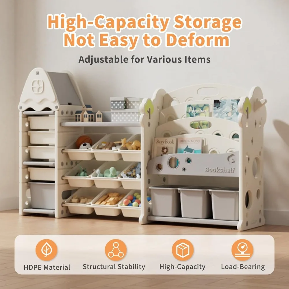 Kids Toy Storage Organizer, 4-Tier Bookshelf for Kids, Multi-Purpose Castle-Shaped Toy Organizer for Playroom 3
