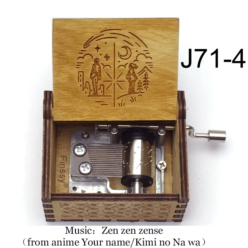 Zenzenzense Music Box Anime Your Name Laser Engraved Hand-operated Type Wooden Box Birthday Christmas Gift Home Decoration 3