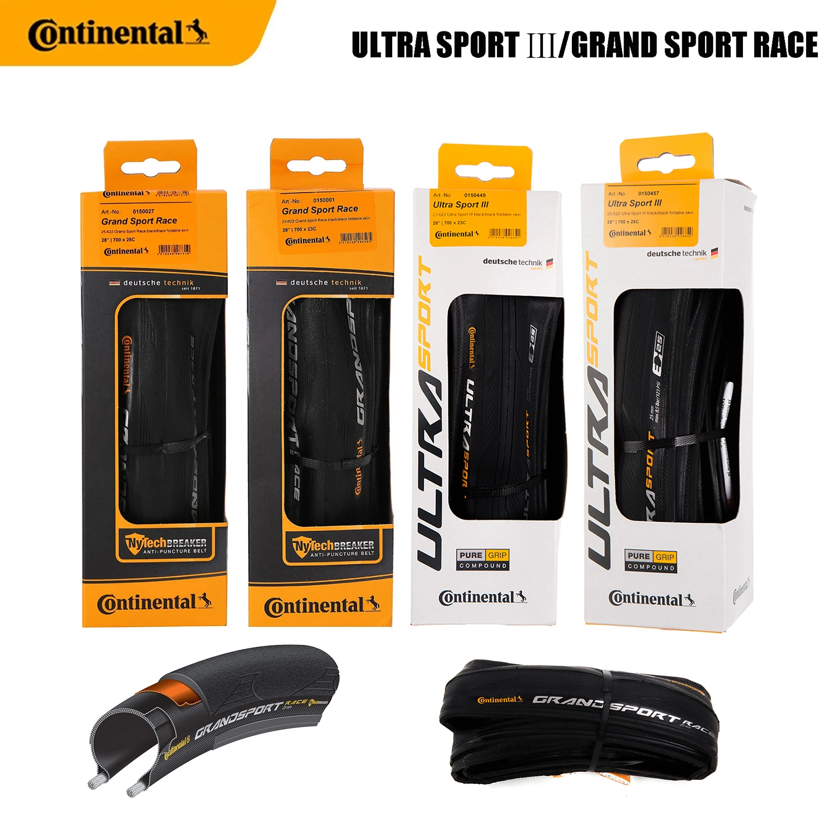 Continental Road Tire Ultra Sport Iii Grand Sport Race 700 × 23C /25C/28C Original Road Bicycle Tire Copertoncino Pieghevole Gravel Tire