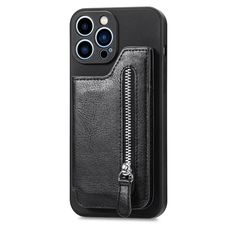 Leather Zipper Wallet Phone Case Cover
