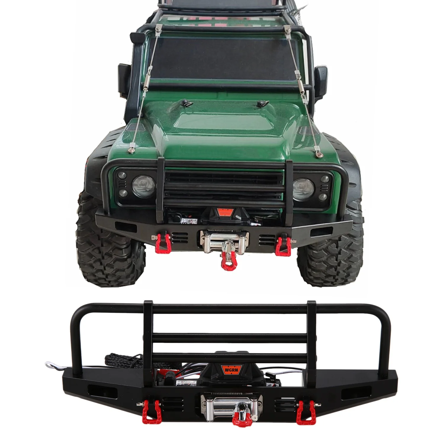 A23G 메탈 프론트 범퍼 (윈치 리모컨 시스템 포함) 1/10 RC 크롤러 트랙사스 TRX4 Axial SCX10 & SCX10 II 90046용