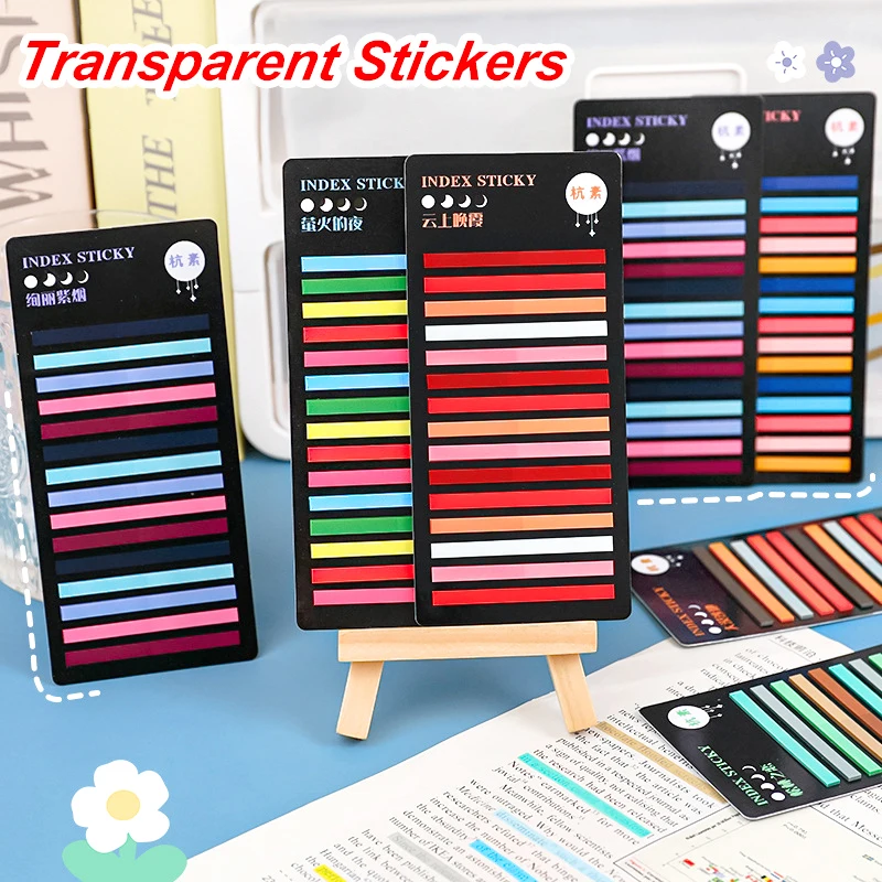 300 Sheets Rainbow Color PET Transparent Sticky Notes Memo Pads Post Mini Notepads Aesthetic School Office Stationery Index Tabs 60 sheets korean cute kawaii emotions sticky notes back to school memo pads post notepads stationery office supply tab checklist