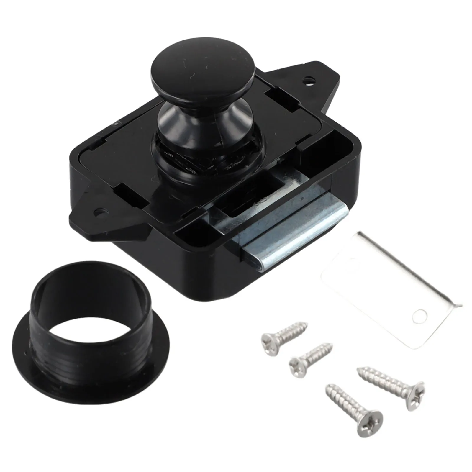 1PC Button Catch Lock Zinc Alloy Black For Cupboard Door Motorhome Cabinet Camper Caravan Latch Knob Push Button Catch Lock door latch cam lock