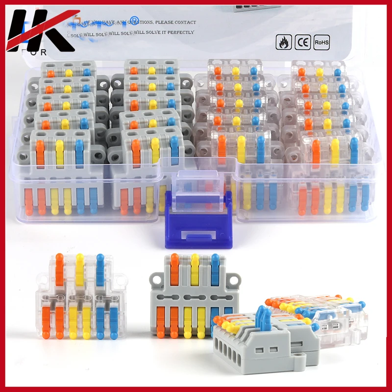 

Wire Connectors 3 in 6 Out With Lever Quick Electrical Cable Splicing Terminal Block Push-in Mini Conductor Wiring Nut Connector
