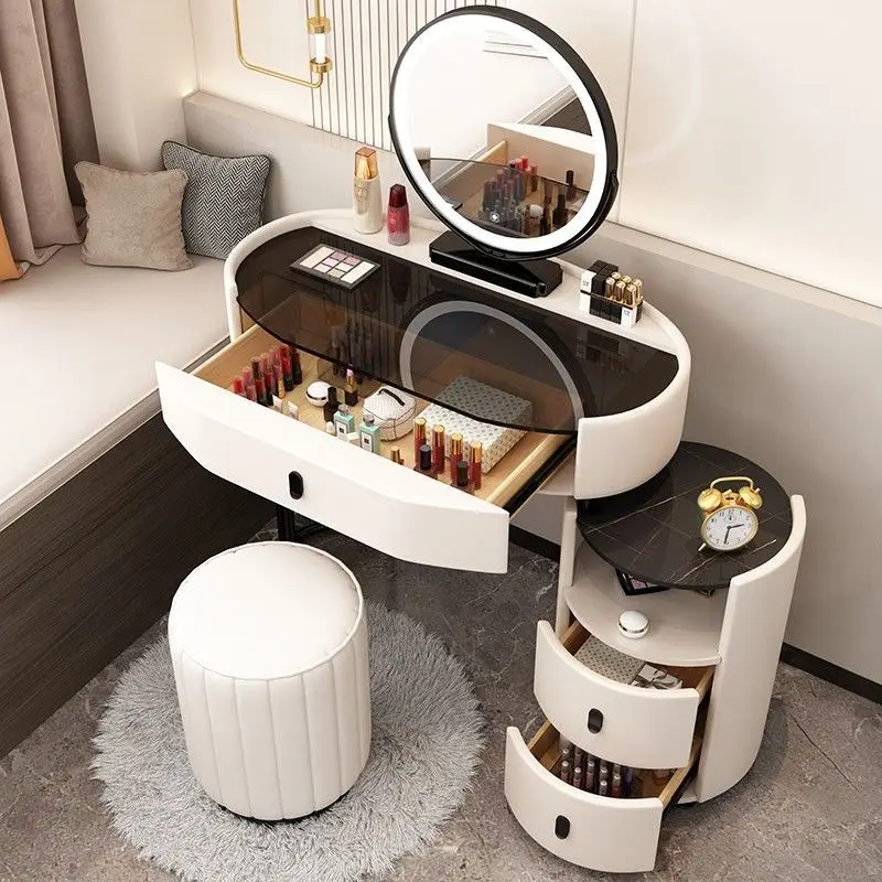 Vanity Desk Modern Dresser Table LED Household Floor camera da letto toletta armadio di stoccaggio tavolo da trucco con mobili a specchio