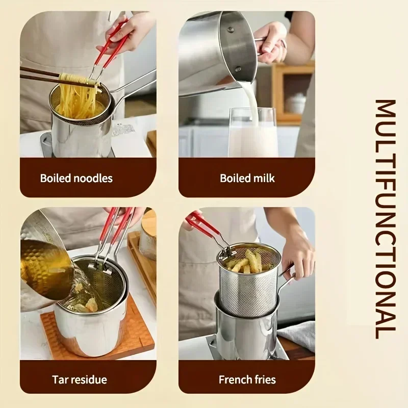 Stainless Steel Deep Fryer With Frying Basket Small Pot Multifunctional Kitchen Specific Frying Chicken And Other Cooking Tools