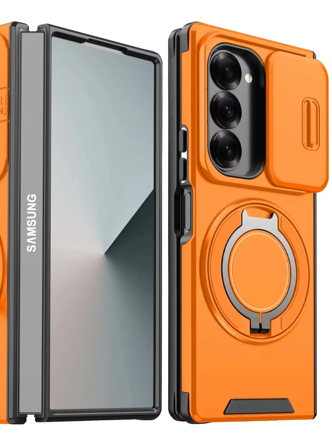 Premium Armor Case with Slide Lens Protection and Magnetic Ring Holder