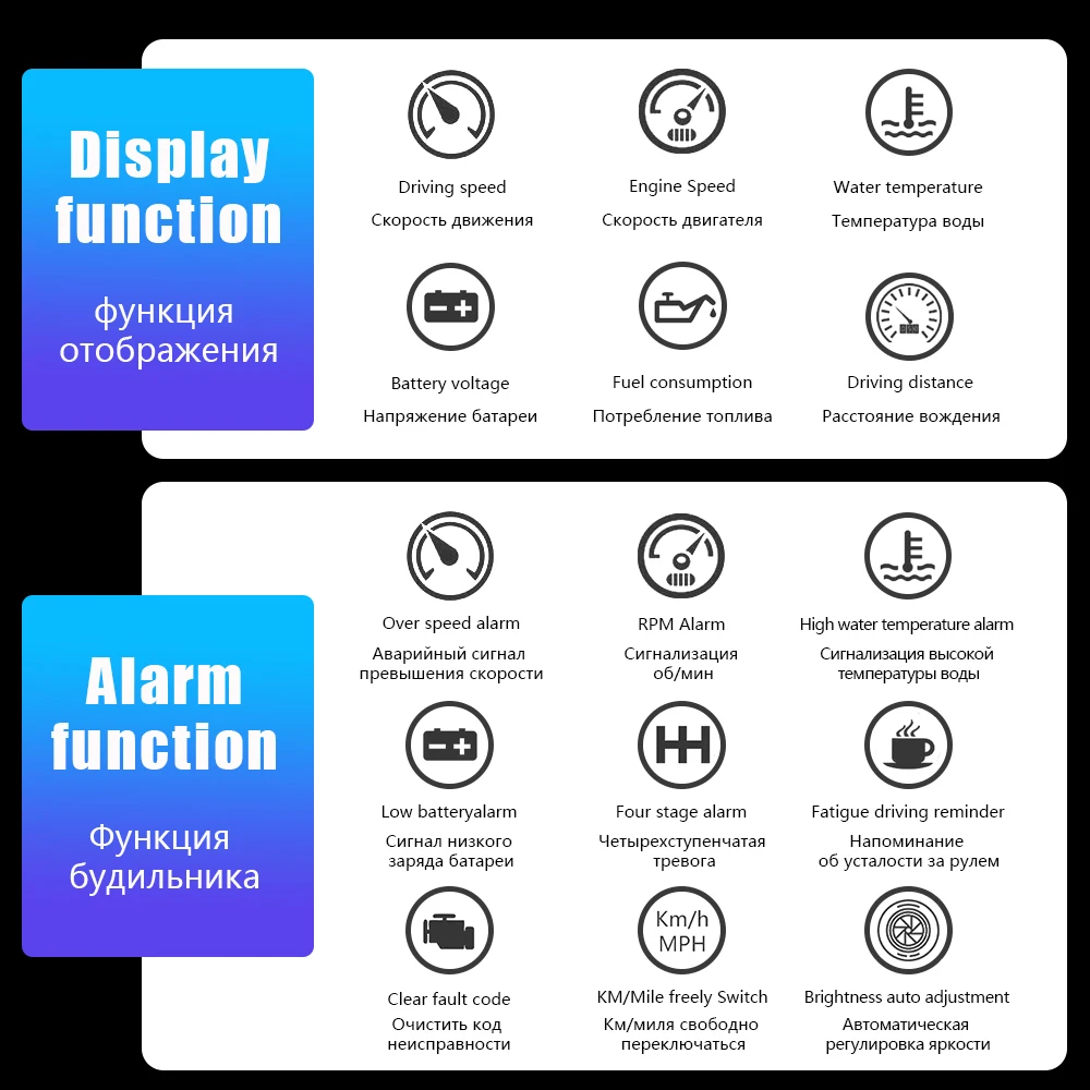 OANA HUD D3000 OBD2 ڵ  ÷,  , ڵ  ׼, LCD ˶  ӵ