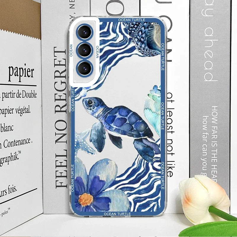 Cool Ocean Turtle Sea Blue Design Clear Phone Case Cover