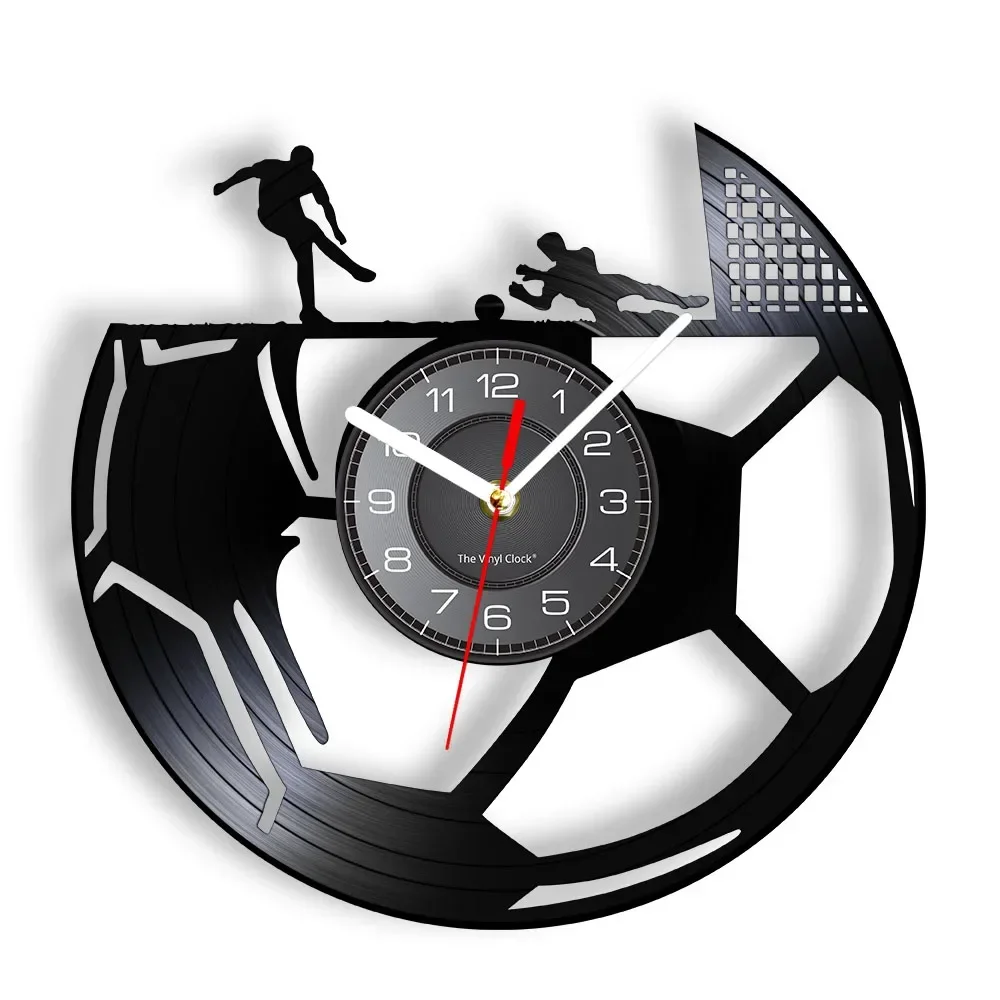 

Настенные часы с виниловой пластиной в виде футбольного мяча для спальни, домашний декор, часы для вратаря, декоративные настенные часы с лазерной резкой музыкального альбома