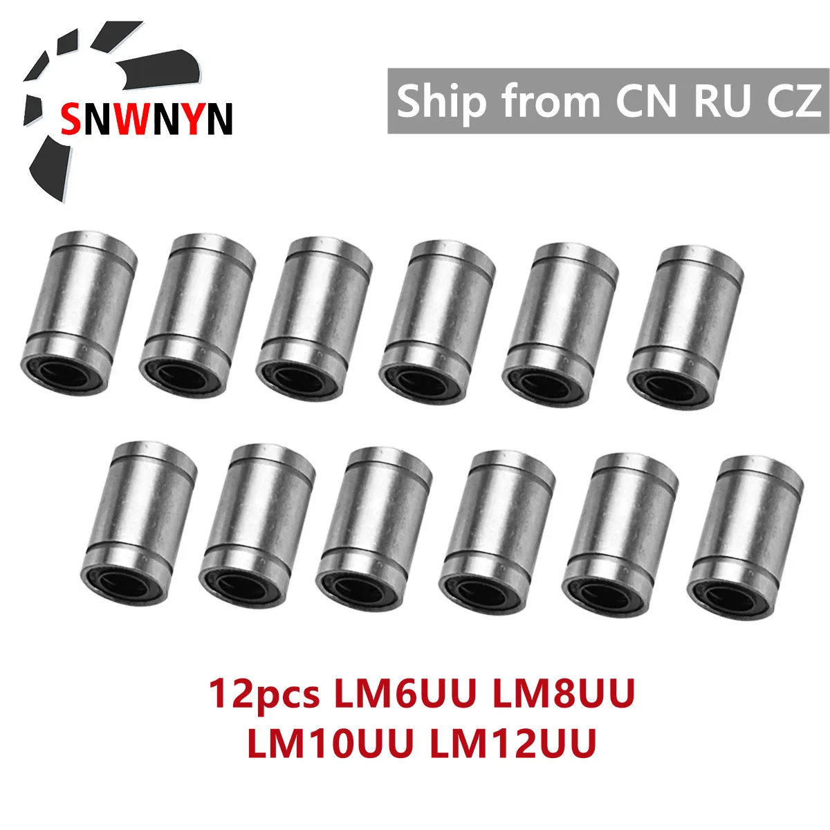 12pcs LM6UU LM8UU LM10UU LM12UU Linear Bearing Linear Rail Bearing