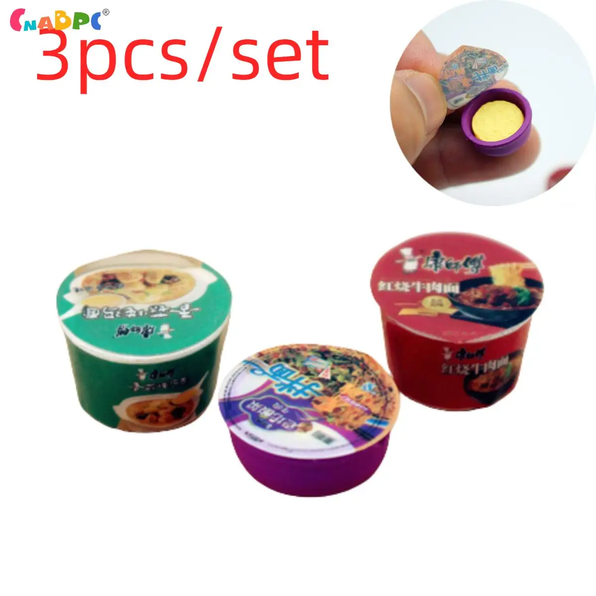 

3Pcs 1/12 Dollhouse Simulation Instant Noodles Bucket Miniature Fast Food Model Dolls House Kitchen Decoration Accessories