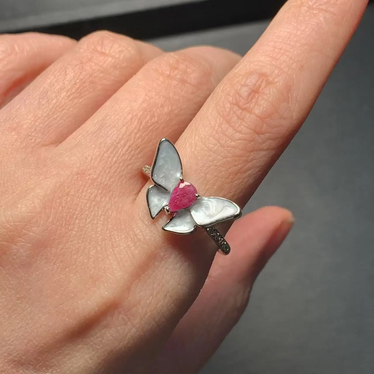 5*3 MM Natural Ruby Ring Adjustable Female Classic Ring Jewelry for Women Gift Wholesale High Quality Vintage Fine