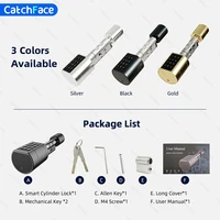 Catchfcae New Adjustable Replacement TTLock APP Fingerprint FRID Card Password Cylinder Electronic Smart Door Lock Digital - Image 6