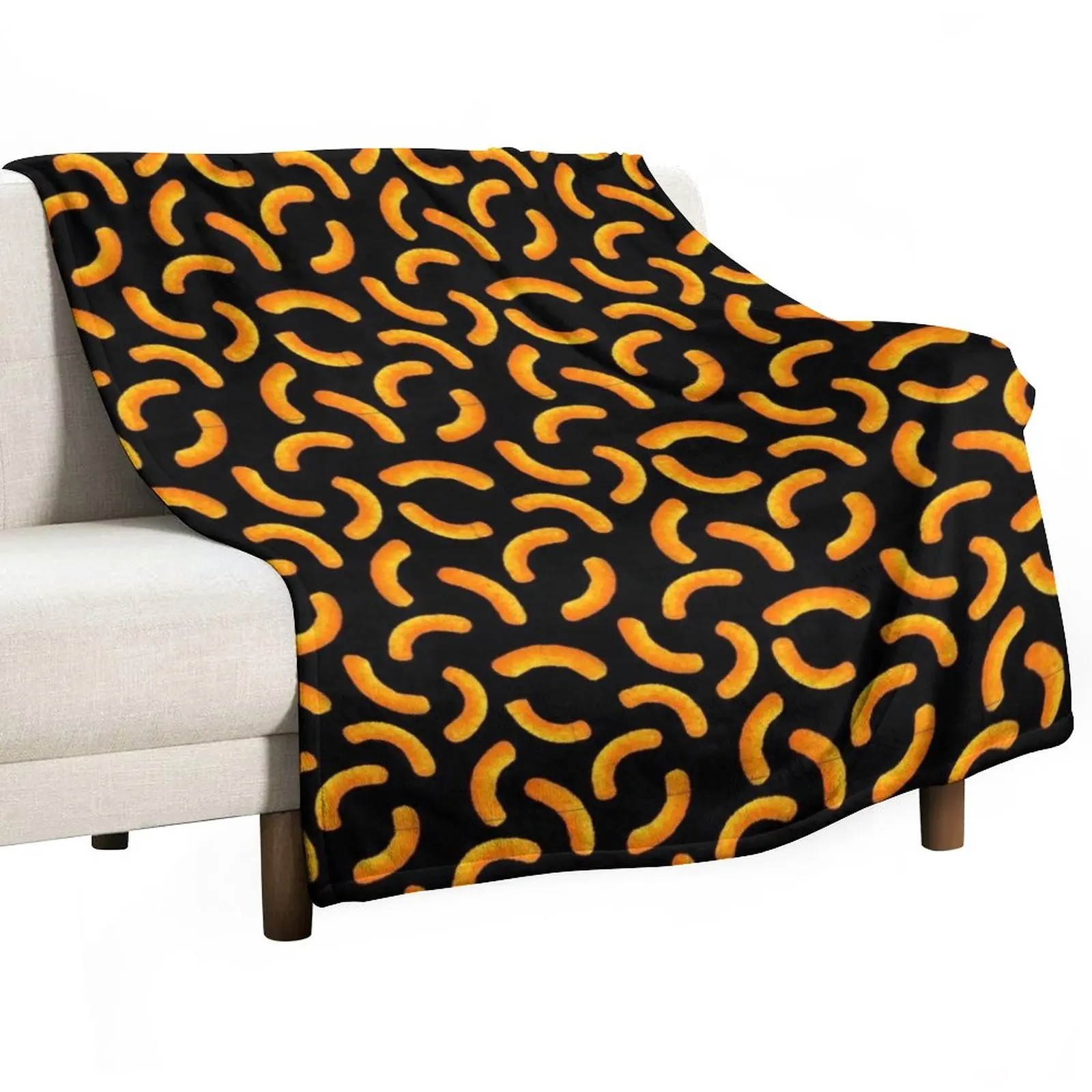 

Cheese Puffs - Black Throw Blanket Sofa Blankets Travel Blanket Personalized Gift Sofa Throw Blanket