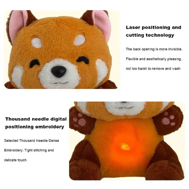 Plush Toy Red Panda Breathing Stuffed Animal 2024 New For Anxiety Adults With Music Lights & Rhythmic Breathing In Four Modes 4