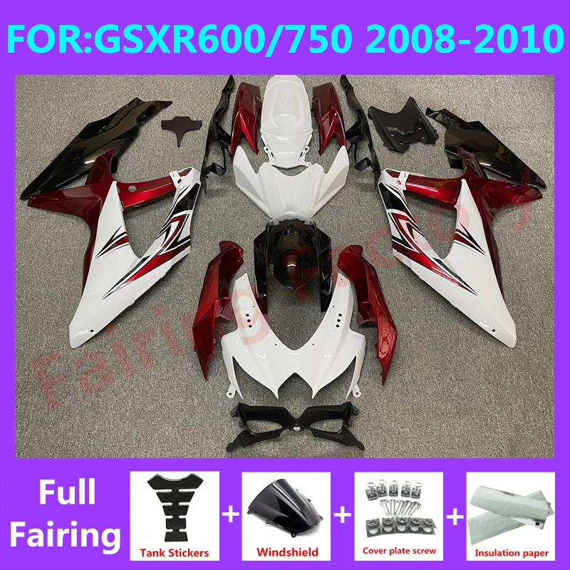 

Новый комплект обтекателей для мотоцикла ABS Подходит для GSXR600 750 08 09 10 GSXR 600 GSX-R750 K8 2008 2009 2010 комплекты обтекателей красный белый