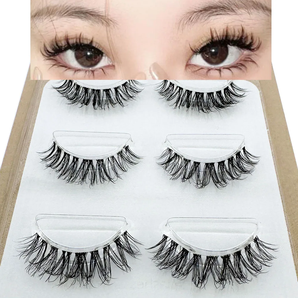 NEW Wholesale Mink Eyelashes 3pair lashes invisible band mink lashes reusable false eyelashes Makeup in Bulk