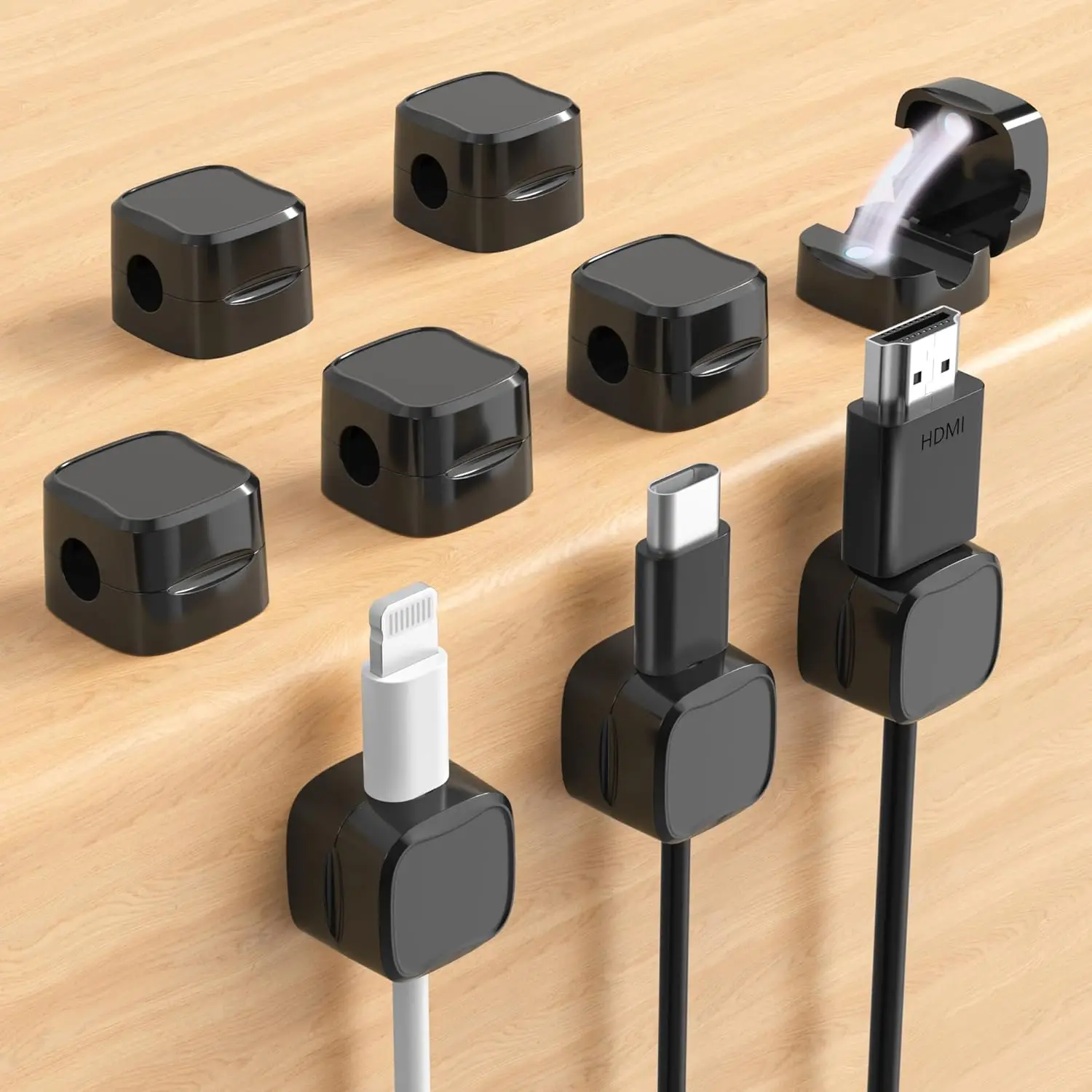 Magnetic Cable Clips - Versatile Cord Organizer and Adhesive Wire Holder for Home, Office, and Car