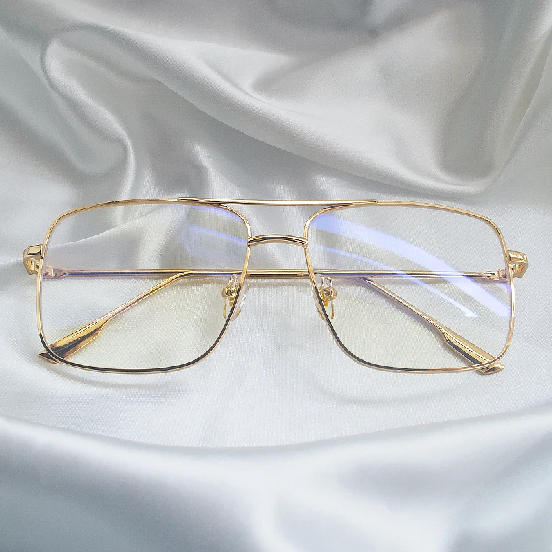 Fashion square frame vintage eyeglasses Men Oversized Metal Glasses frame Women Clear Lens Glasses Gold Optical Spectacle
