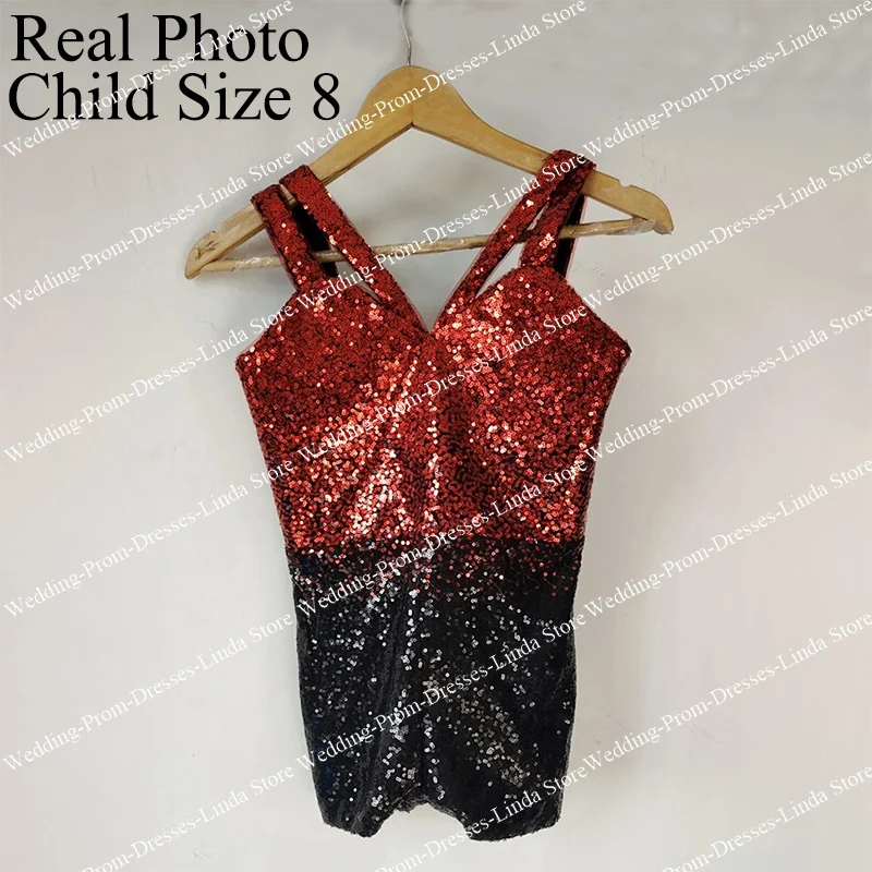 Floral Appliqu&eacute; Dress Girls Dresses Sparkly Short Girl's Romper Jumpsuit Sequins V-Neck Sleeveless Backless Above Knee Celebrity Dresses Replica Evening Party