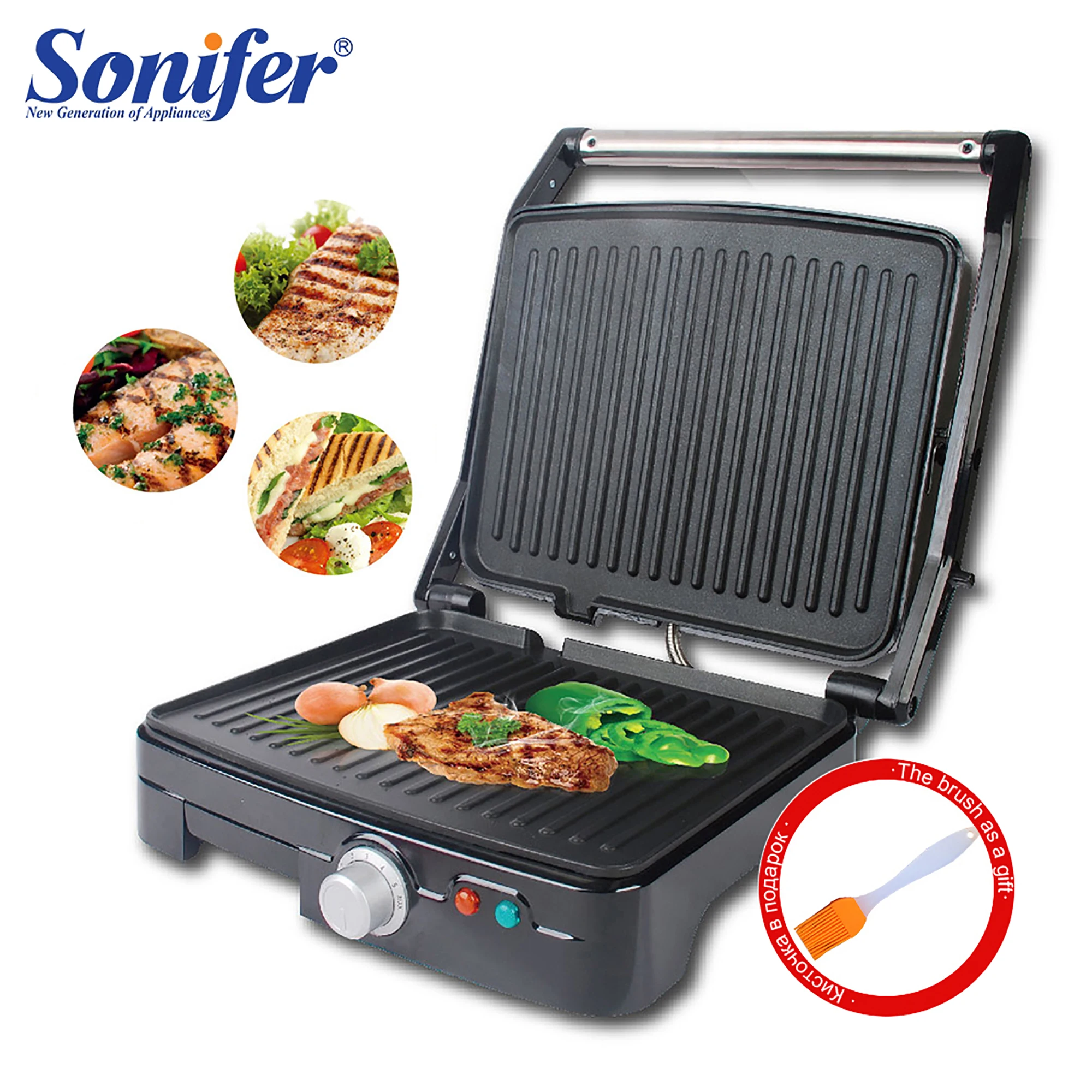 BBQ Electric Contact Grill Griddle And Panini Press Kitchen Barbecue Griddle Smokeless Baking Barbecue Sonifer 1