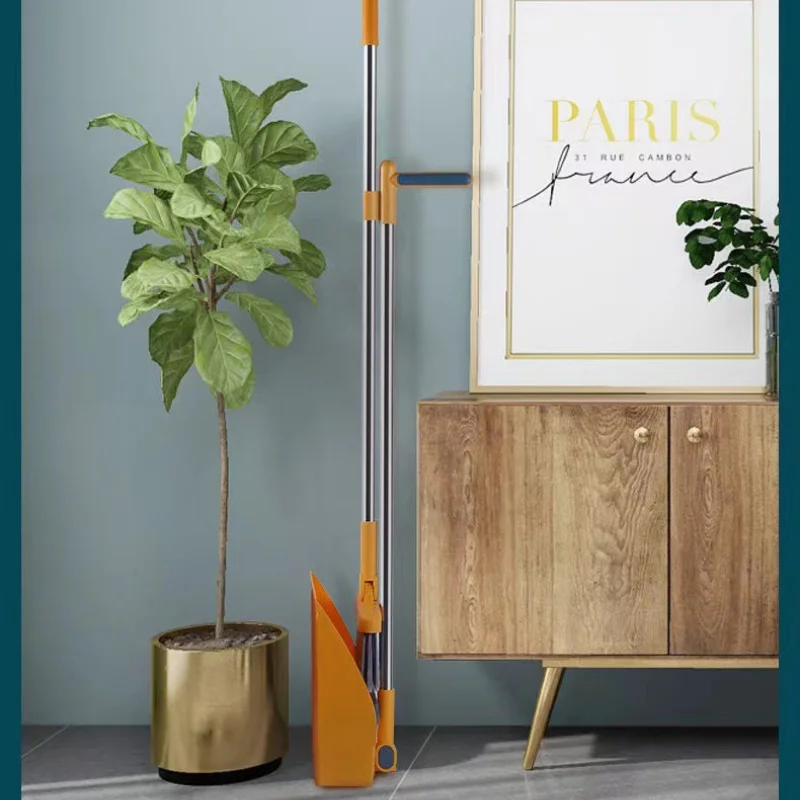 Folding Broom Dustpan Floor Brush Set Indoor Non-stick Hair Long Handle Broom With Stand Up Dustpan Combo Set Household Tool New 4