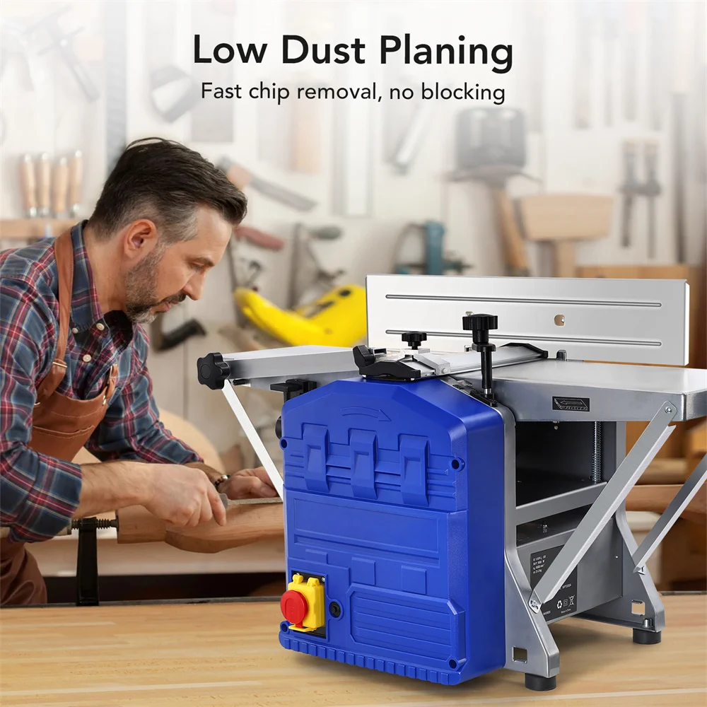 Powerful Benchtop Planer 1250W Worktable Thickness Planer with Low Noise for both Hard & Soft Wood Planing & Thicknessing 3