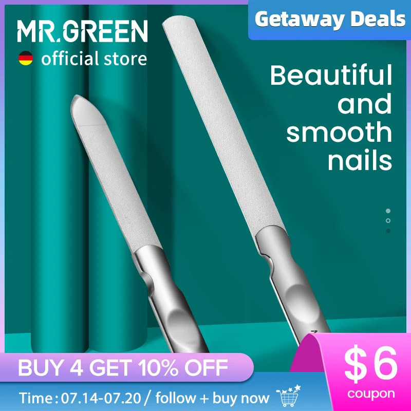 MR.GREEN Double Sided Nail Files Stainless Steel Manicure Pedicure Grooming For Professional Finger Toe Nail Care Tools
