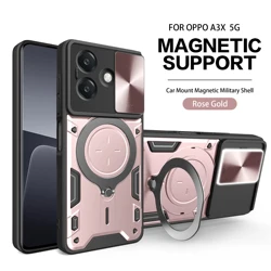 Heavy Duty Rugged Armor Magnetic Case with Slide Camera Protection Cover for OPPO A3x 4G (JS pink)