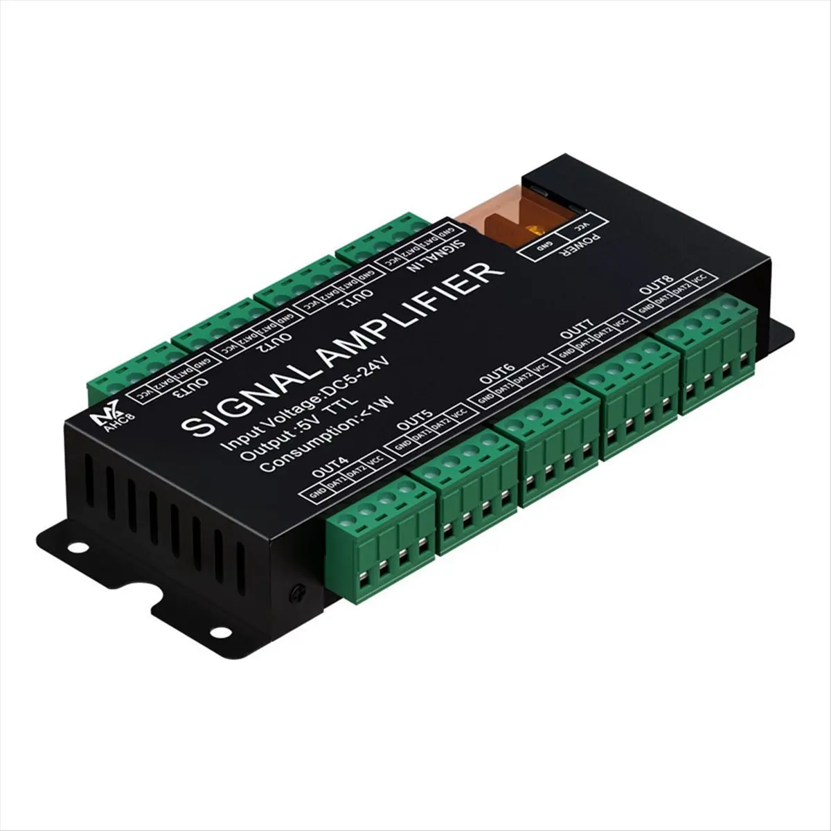 (A12R) 8CH LED 스트립 신호 증폭기, WS2812 5V SPI TTL 신호 출력(WS2811 WS2815 WS2813 SK6812 픽셀 LED 조명 DC5-24V)