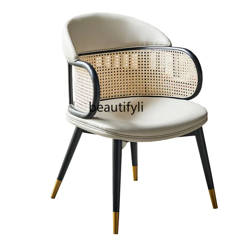 

Hotel Rattan Dining Chair Designer Model Restaurant Light Luxury New Chinese Negotiation Reception Chair