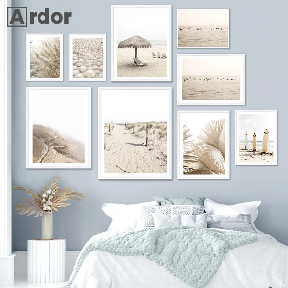 

Beach Walk Girl Poster Shell Pearl Flower Wall Art Print Reed Grass Wheat Canvas Painting Nordic Pictures Living Room Home Decor