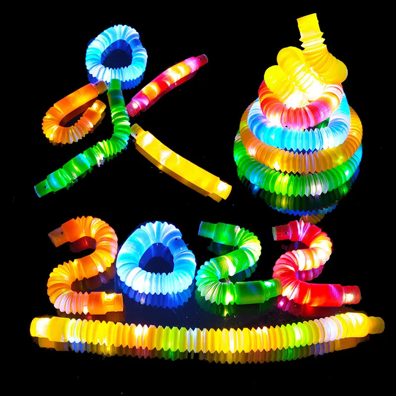 stress squeeze toy New Colorful Plastic Luminous Pop Tube LED Light Sensory Toy for Adults Children Ati-stress Reliever Special Needs Adhd Autism banana fidget toy