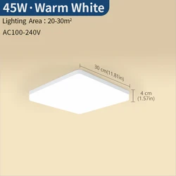 Enhanced Product Title:  
Modern Square LED Ceiling Lamp for Bedroom Lighting - Adjustable White Tones, Energy Efficient (45W Warm White)