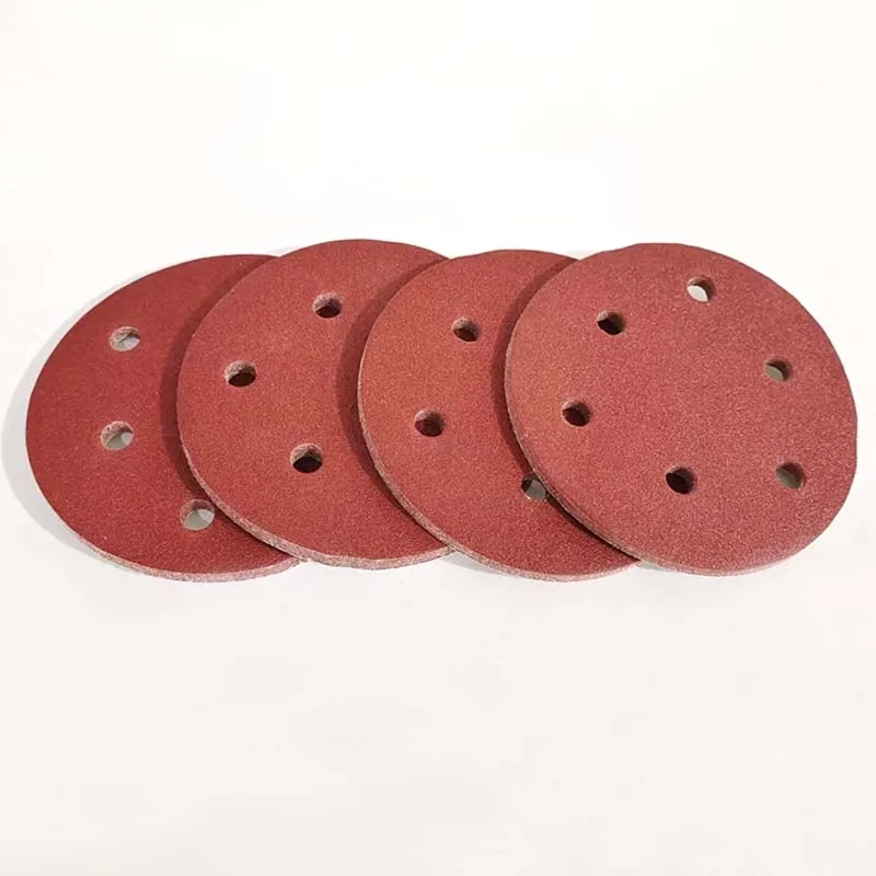 ATPRO 5인치 6홀 건식 사포, 플로킹 사포가 포함된 공압식 디스크 샌더, 125mm 플로킹 자가 접착 디스크 사포.