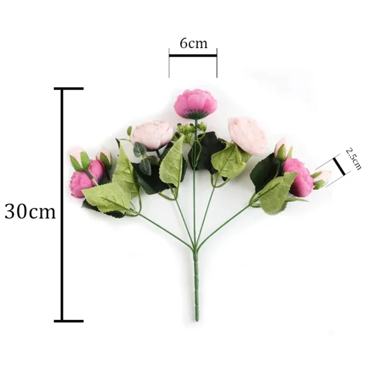 30cm Rose White Peony Artificial Flowers Bouquet 5 Big Head and 4 Bud for Home Wedding Decoration Indoor