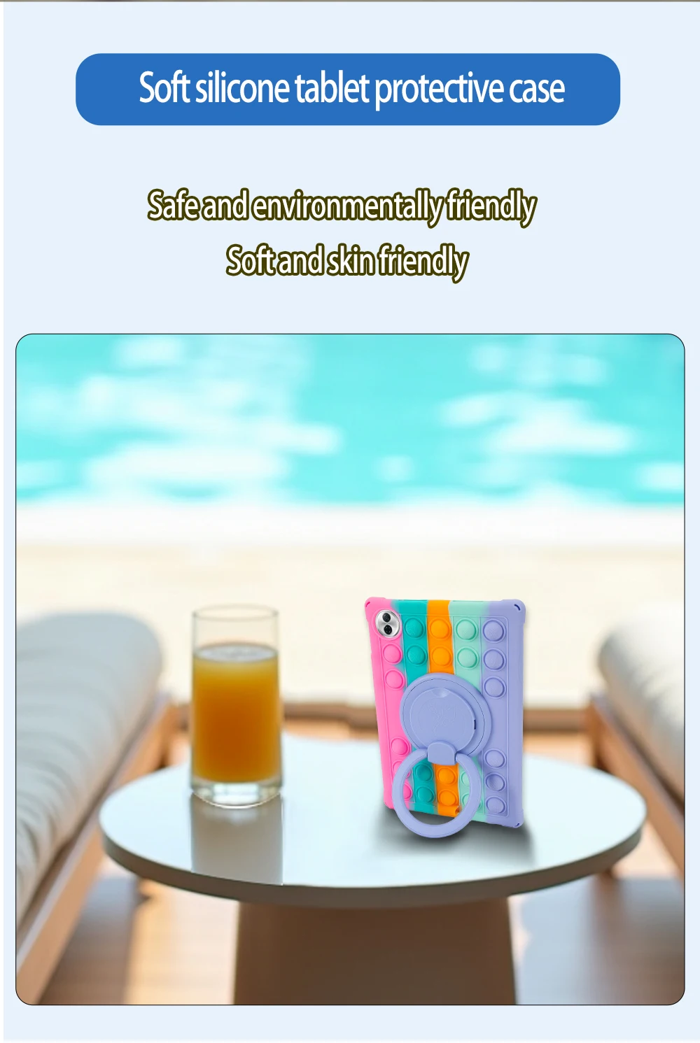 Universal 360° Rotating Handle Grip Stand Tablet Case Cover