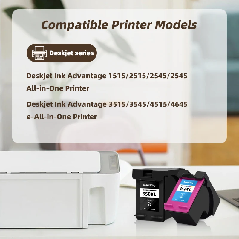 650XL Ink Cartridge Replacement For HP 650 XL For HP650 Deskjet 1015 4510 4515 4516 4518 4640 4646 4648 2645 3515 4645 Printer