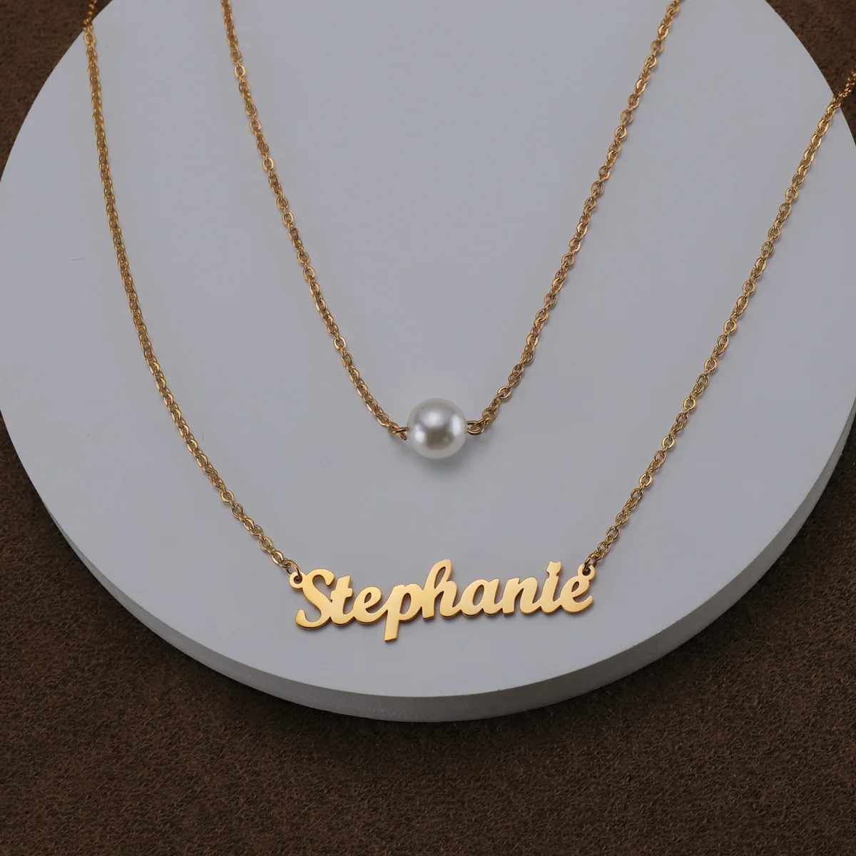 

Romantic Customized Name Date Stainless Steel Jewelry Necklaces for Woman Personalized Unique Beaded Couple Valentine's Day Gift