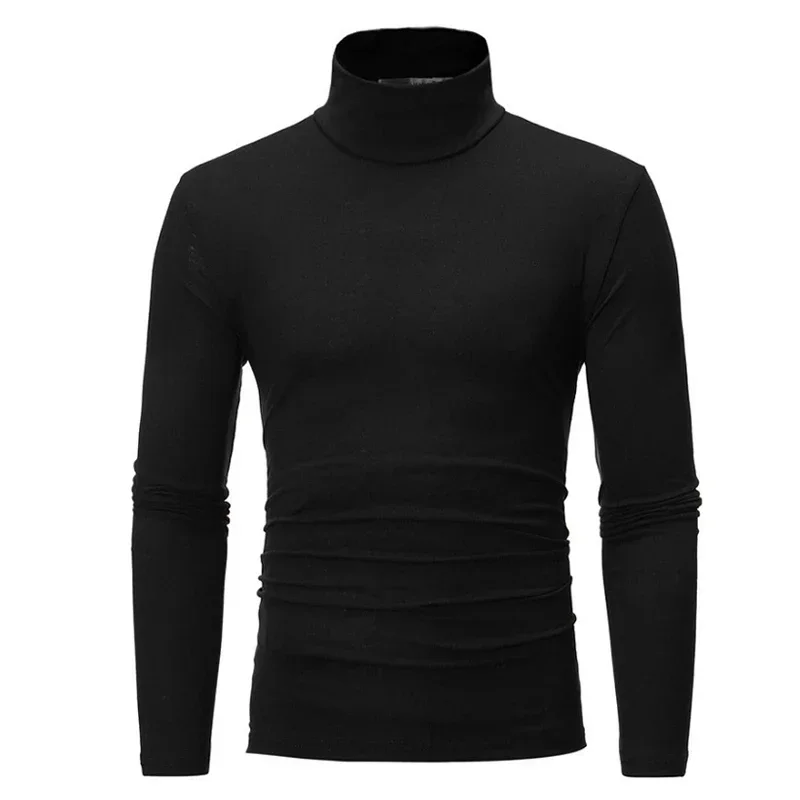 Spring Autumn Thin Men Pullovers Sweaters Turtleneck Knitted Sweater For Men Cotton Clothing Male Sweaters Full Black White Tops 3