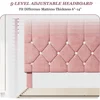 Full Size Bed Frame, Upholstered Platform with Adjustable Diamond Tufted Headboard, Wood Slat Support, No Box Spring Needed 5