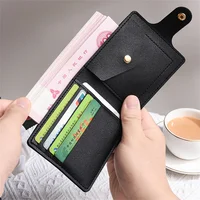 Pu Leather Small Short Wallet Bag Multi Card Holder Students Ultra-Thin Cowhide Coin Purse Clip Clutch Pouch For Men Women 1