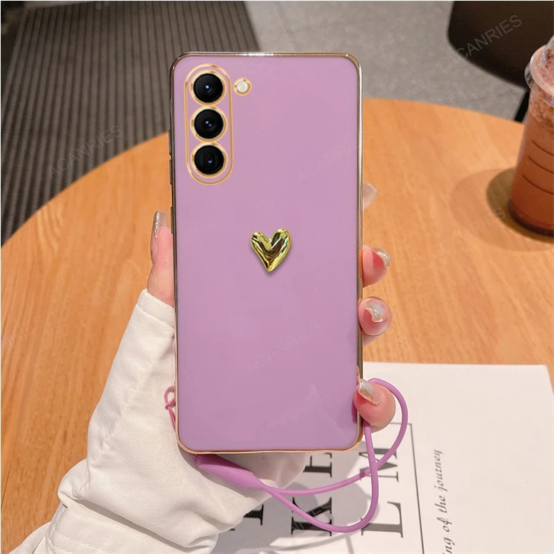 Gold Heart Plating Silicone Soft Case - 3D Design Cover